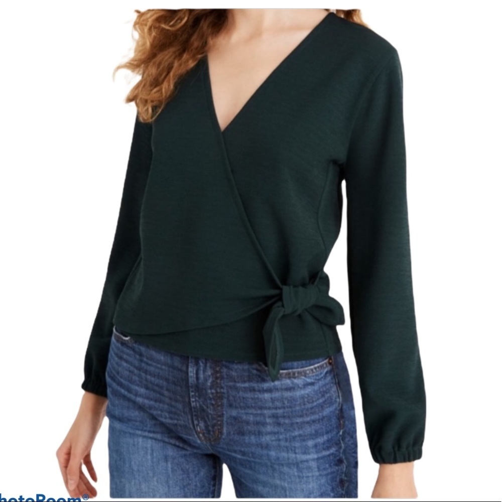Madewell Texture & Thread Green Wrap Top size Small
